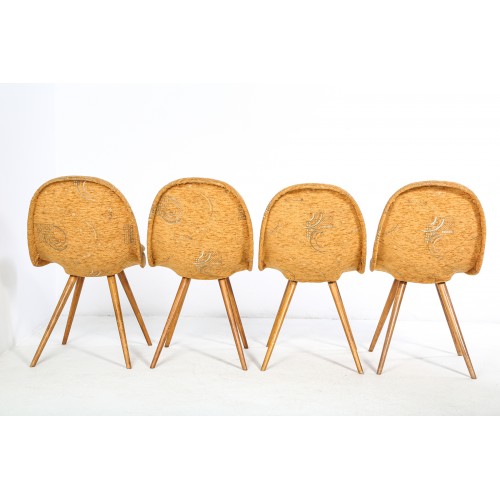 (114)4x Židle jídelní, skořepina, Brusel, kuchyňské, retro,vintage