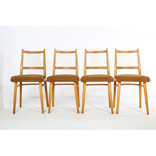 (120)4x Židle s výpletem, jídelní, retro, vintage