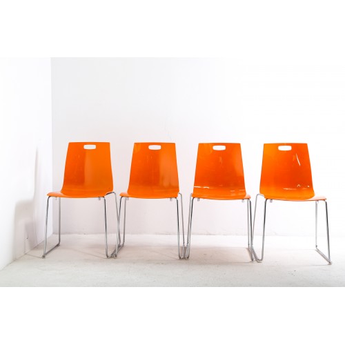 (137)4x Židle, Italský design, nepoužívané, chrom