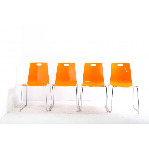 (137)4x Židle, Italský design, nepoužívané, chrom