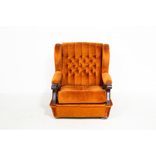 Křeslo čalouněné, ušák, retro, vintage