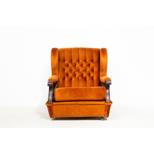 Křeslo čalouněné, ušák, retro, vintage