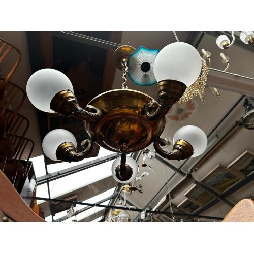 Lustr pětiramenný, Art Deco, TOP stav